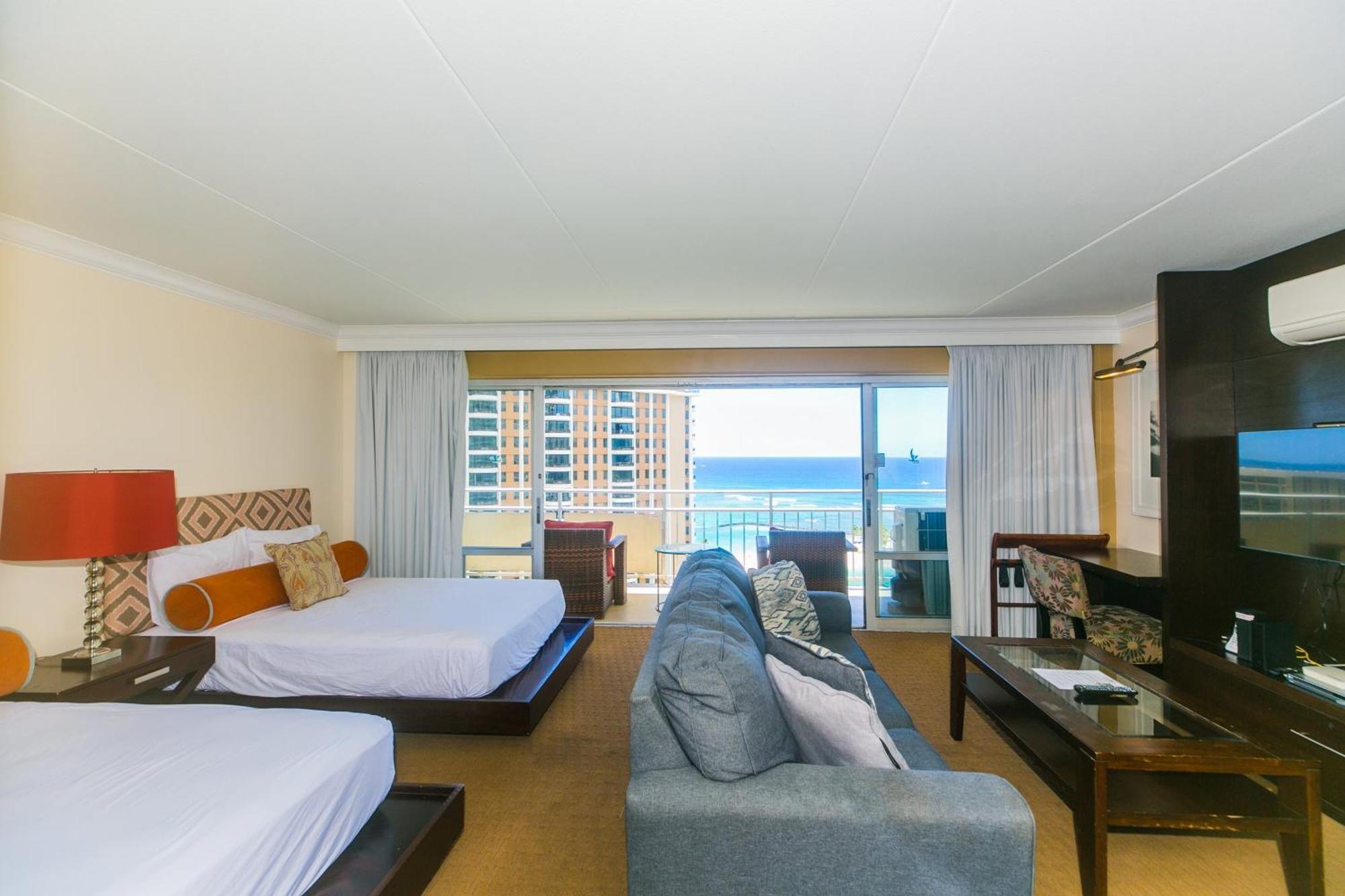 Ilikai Tower One Bedroom Lagoon View Waikiki Condos With Lanai & Free Wifi Honolulu Bilik gambar