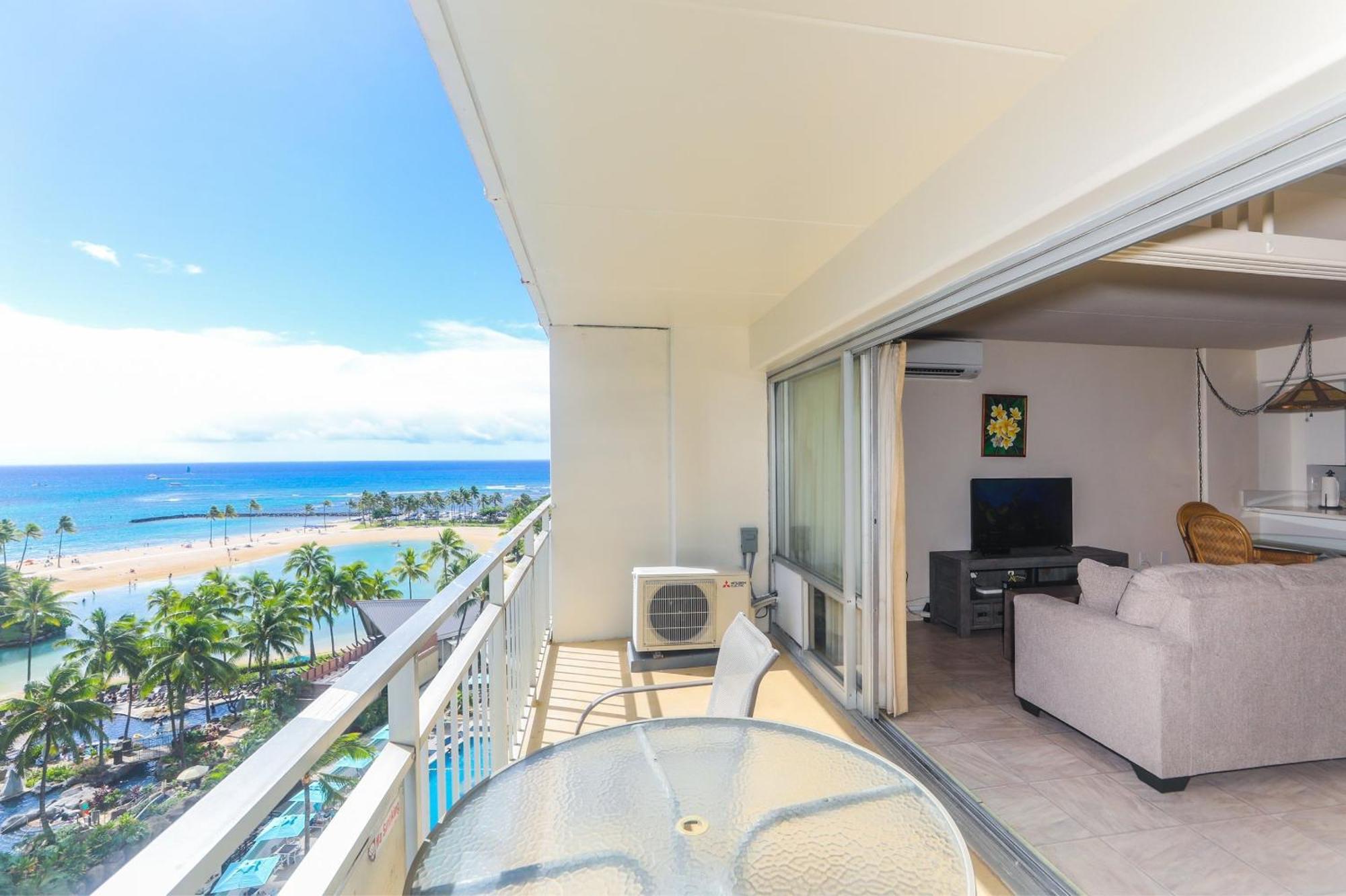 Ilikai Tower One Bedroom Lagoon View Waikiki Condos With Lanai & Free Wifi Honolulu Bilik gambar